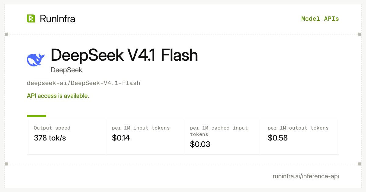 DeepSeek v4.1 Flash at 378 tok/s 99.7% Cache hit rate